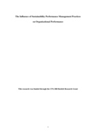 The Influence of Sustainability Performance Management Practices on Organisational Performance