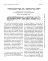 Efficiency of transcription from promoter sequence variants in Lactobacillus is both strain and context dependent