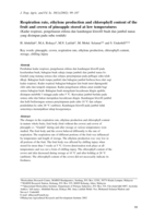 Respiration rate, ethylene production and chlorophyll content of the fruit and crown of pineapple stored at low temperature