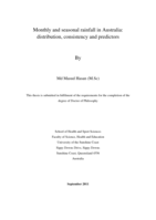 Monthly and seasonal rainfall in Australia: distribution, consistency and predictors