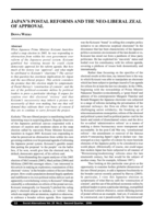 Japan's Postal Reforms and the Neoliberal Zeal of Approval