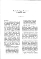 Radical Pedagogy Discourse: a Sceptical Story