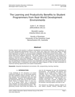 The Learning and Productivity Benefits to Students Programmers from Real-World Development Environments