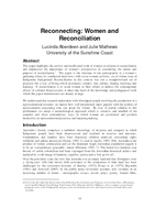 Reconnecting: Women and Reconciliation