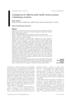 Competencies for effective public health nutrition practice: a developing consensus