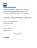 Submission for the Queensland Government Parliamentary Inquiry into personal health promotion interventions using telephone and web-based technologies