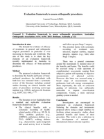 Evaluation framework to assess orthopaedic procedures