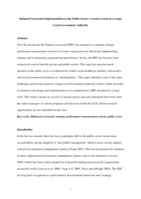Balanced Scorecard Implementation in the Public Sector: Lessons Learnt in a Large Local Government Authority
