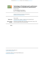 Technology in Paralympic sport: performance enhancement or essential for performance?