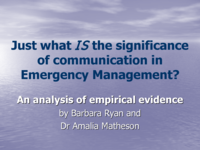 Just what is the significance of communication in emergency management? A content analysis of reviews and debriefs of Australian emergency incidents and exercises
