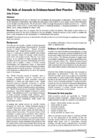 The Role of Journals in Evidence-based Best Practice