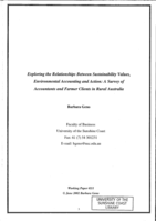 Exploring the Relationships Between Sustainability Values, Environmental Accounting and Action: A Survey of Accountants and Farmer Clients in Rural Australia