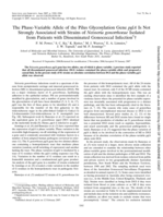 The phase-variable allele of the pilus glycosylation gene pglA is not strongly associated with strains of Neisseria gonorrhoeae isolated from patients with disseminated gonococcal infection