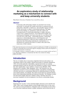 An exploratory study of relationship marketing as a mechanism to connect with and keep university students