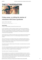 Friday essay: on telling the stories of characters with Down syndrome