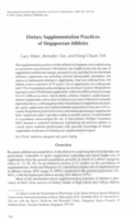 Dietary Supplementation Practices of Singaporean Athletes