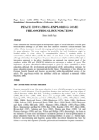 Peace Education: Exploring Some Philosophical Foundations