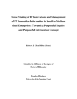 Sense Making of IT Innovations and Management of IT Innovation Information in Small to Medium sized Enterprises: Towards a Purposeful Inquiry and Purposeful Intervention Concept