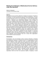 Meeting the Challenges of Multicultural Service Delivery under Neo-liberalism