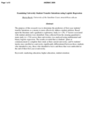 Examining University Student Transfer Intentions using Logistic Regression