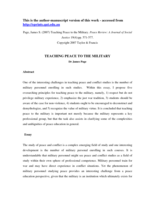 Teaching Peace to the Military