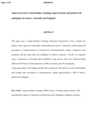 Supervisor-nurse relationships, training, empowerment and patient role ambiguity for nurses: Australia and England