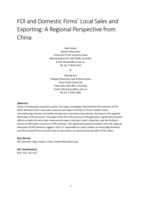 Foreign direct investment, domestic sales and exports of local firms: a regional perspective from China