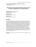 Enhancing the International Student Experience with Community Engagement: A Conceptual Model