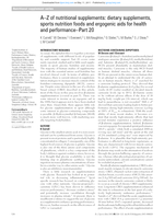 A–Z of nutritional supplements: dietary supplements, sports nutrition foods and ergogenic aids for health and performance–Part 20