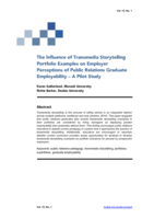 The Influence of Transmedia Storytelling Portfolio Examples on Employer Perceptions of Public Relations Graduate Employability – A Pilot Study