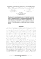 Supporting an Investigative Approach to Teaching Secondary School Mathematics: A Professional Development Model