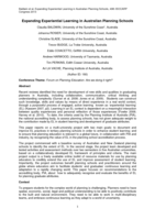 Expanding Experiential Learning in Australian Planning Schools