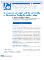 Mechanical strength and its variability in Bi- modified Sn-Ag-Cu solder alloy