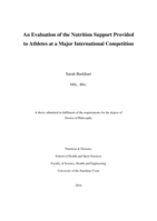 An Evaluation of the Nutrition Support Provided to Athletes at a Major International Competition