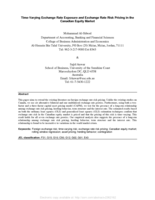 Time-varying exchange rate exposure and exchange rate risk pricing in the Canadian Equity Market