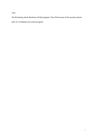 The Promoting Adult Resilience (PAR) Program: The Effectiveness of the Second, Shorter Pilot of a Workplace Prevention Program