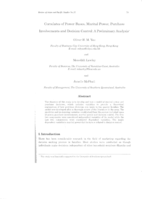 Correlates of Power Bases, Marital Power, Purchase Involvements and Decision Control: A Preliminary Analysis