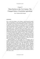Water reform in the 21st century: the changed status of Australian agriculture