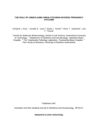 The role of Ureaplasma urealyticum in adverse pregnancy outcome