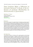 Does Landcare Make a Difference to Intensive Farmers? A Study of the Influence of Landcare Membership on Horticulturists in Queensland