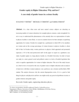 Gender equity in Higher Education: Why and how? A case study of gender issues in a science faculty