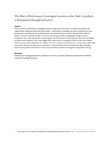 The Effect of Performance-Contingent Incentives when Task Complexity is Manipulated through Instruction