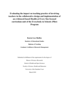 Evaluating the impact on teaching practice of involving teachers in the collaborative design and implementation of an evidenced-based Health at Every Size focused curriculum unit of the Everybody in Schools (Pilot) Program