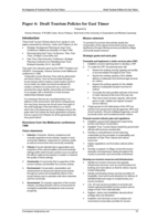 Draft Tourism Policies for East Timor