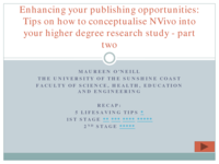 Enhancing your publishing opportunities: Tips on how to conceptualise Nvivo into your higher degree research study - part two