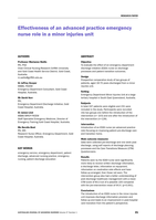 Effectiveness of an advanced practice emergency nurse role in a minor injuries unit
