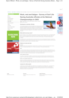 Work, Rest and Fatigue: Survey of Surf Life Saving Officials at the National Championships in 2003