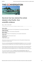 Sea-level rise has claimed five whole islands in the Pacific: first scientific evidence