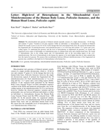 Letter: High-level of Heteroplasmy in the Mitochondrial Cox1-Minichromosome of the Human Body Louse, Pediculus humanus, and the Human Head Louse, Pediculus capitis