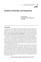 Intuition, Rationality and Imagination
